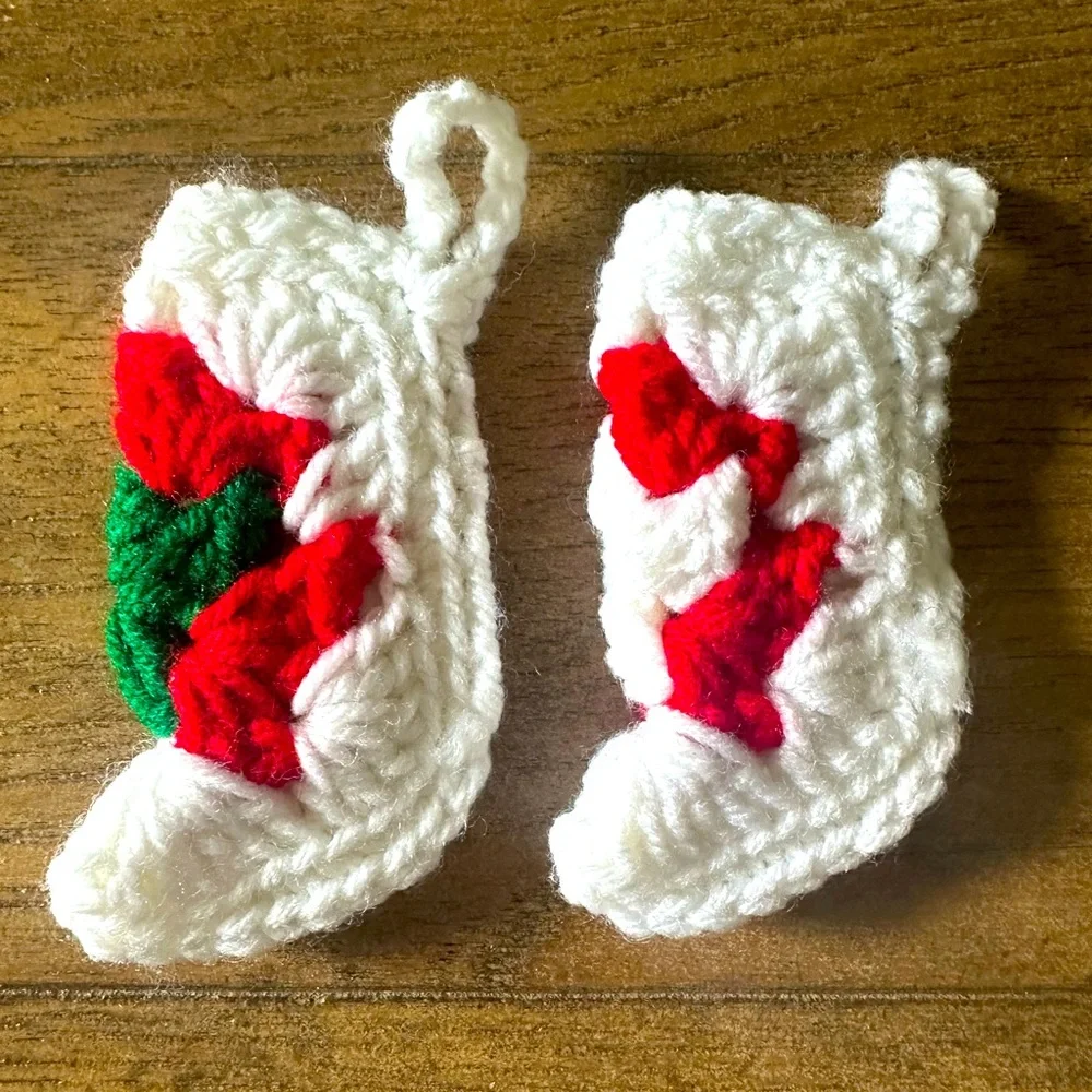 Vintage Crocheted Mini Christmas Stocking Ornaments